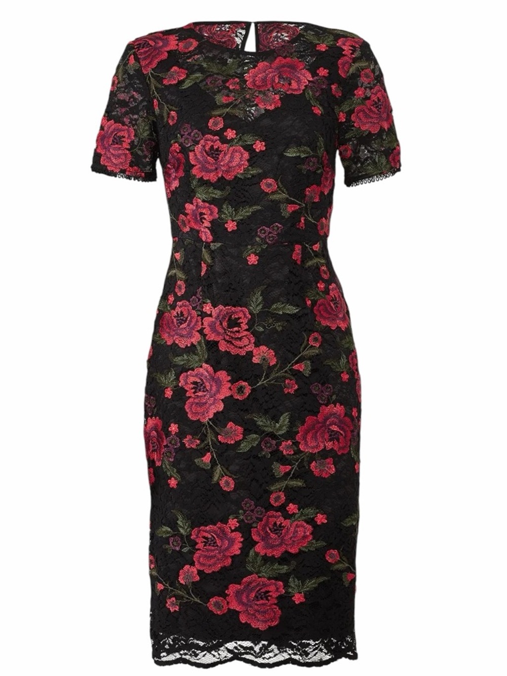 TRINA TURK Ana Sofia Dress Floral Lace Romantic Black Red Size 6